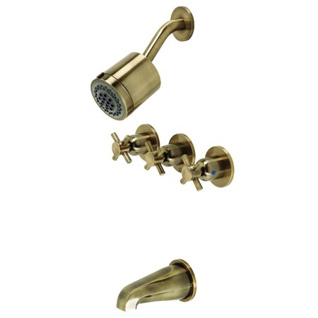 Kingston Brass Tub and Shower Faucet, Antique Brass, Wall Mount KBX8133DX